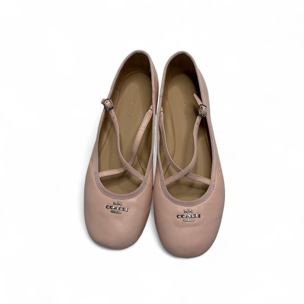 Y2K Coach ballet flats in light baby pink leather with classic design size 9.5 - Picture 2 of 8